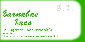 barnabas kacs business card